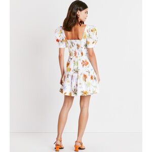 Tanya Taylor NWT Puff Sleeve Tiana Dress, Lily Haze Optic White, Size 6 Women's